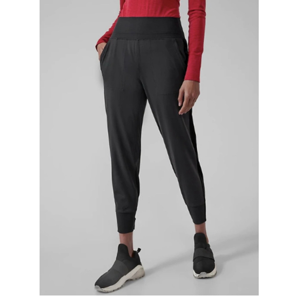 Athleta Pants - Women's Athleta Venice Velvet Stripe Jogger Pants Size Medium Black